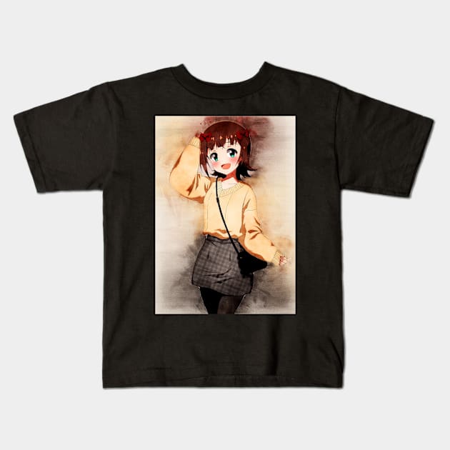 Amami Haruka Anime Watercolor Kids T-Shirt by Isamu Studio